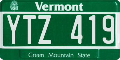 VT license plate YTZ419