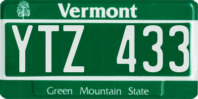 VT license plate YTZ433