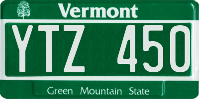 VT license plate YTZ450