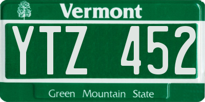 VT license plate YTZ452