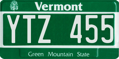 VT license plate YTZ455