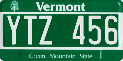 VT license plate YTZ456