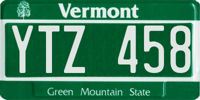 VT license plate YTZ458