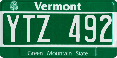 VT license plate YTZ492