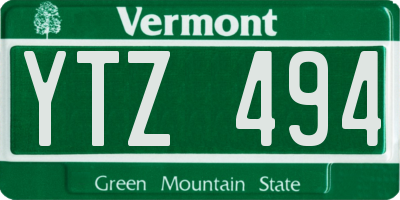 VT license plate YTZ494