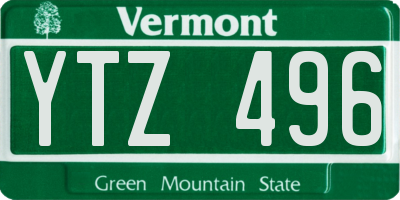 VT license plate YTZ496