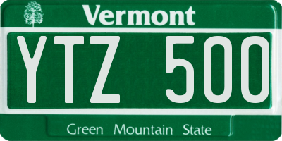 VT license plate YTZ500