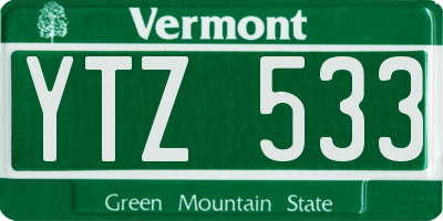 VT license plate YTZ533