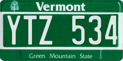 VT license plate YTZ534