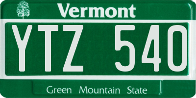VT license plate YTZ540