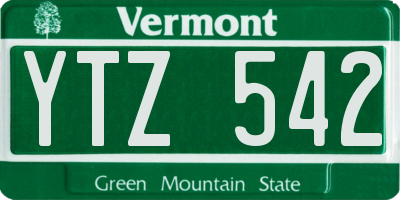VT license plate YTZ542
