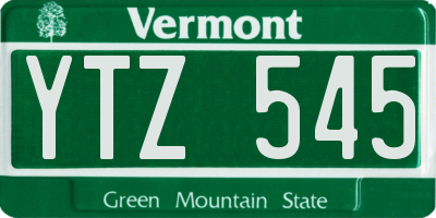 VT license plate YTZ545