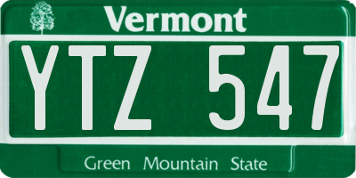 VT license plate YTZ547