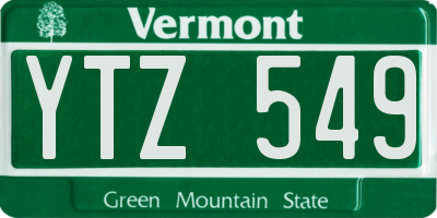 VT license plate YTZ549