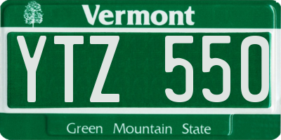 VT license plate YTZ550