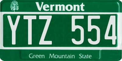 VT license plate YTZ554