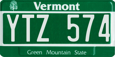 VT license plate YTZ574