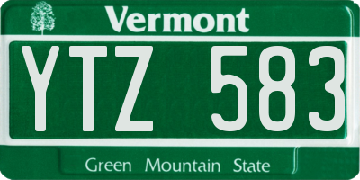 VT license plate YTZ583