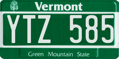 VT license plate YTZ585