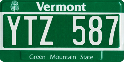 VT license plate YTZ587