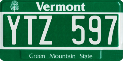 VT license plate YTZ597