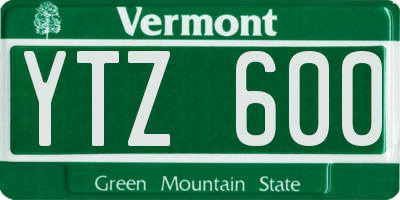 VT license plate YTZ600