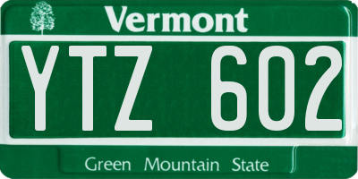 VT license plate YTZ602