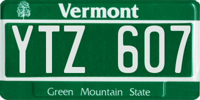 VT license plate YTZ607