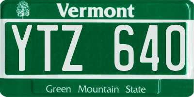 VT license plate YTZ640