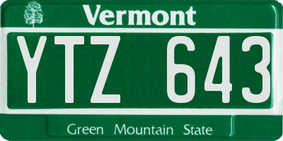 VT license plate YTZ643