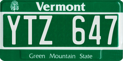 VT license plate YTZ647