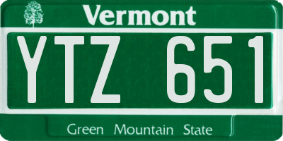 VT license plate YTZ651