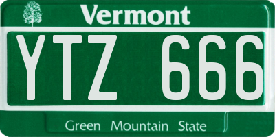 VT license plate YTZ666