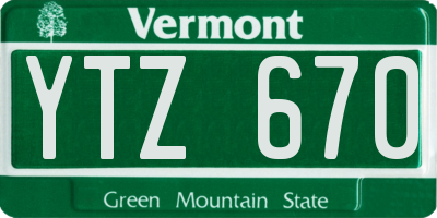 VT license plate YTZ670