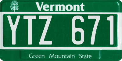 VT license plate YTZ671