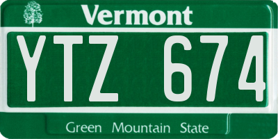 VT license plate YTZ674