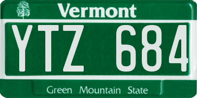 VT license plate YTZ684