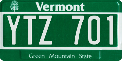 VT license plate YTZ701