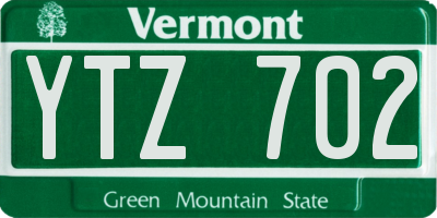 VT license plate YTZ702
