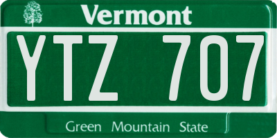 VT license plate YTZ707