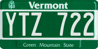 VT license plate YTZ722