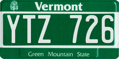 VT license plate YTZ726