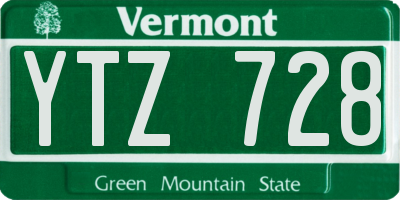 VT license plate YTZ728