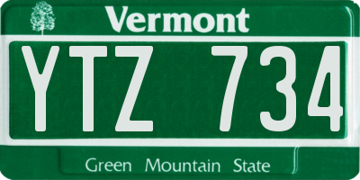 VT license plate YTZ734