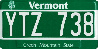 VT license plate YTZ738