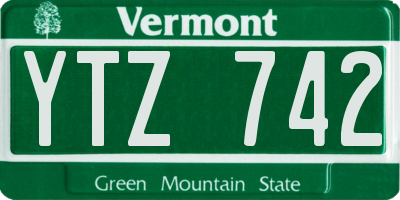 VT license plate YTZ742