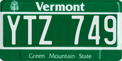 VT license plate YTZ749