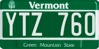 VT license plate YTZ760