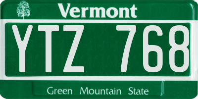 VT license plate YTZ768