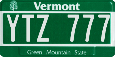 VT license plate YTZ777
